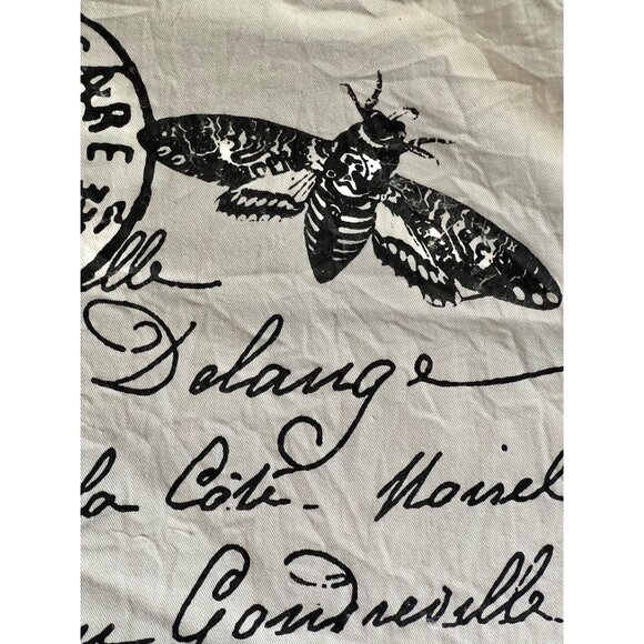 French Vintage Inspired Tea Towel Crown Fleur-De-Lis Moth Script Cotton 27.25” - Picture 4 of 5